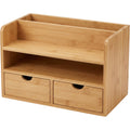 Xjvkw Bamboo Desk Organizer with Mail Slot and Two Drawers Natural - Product view