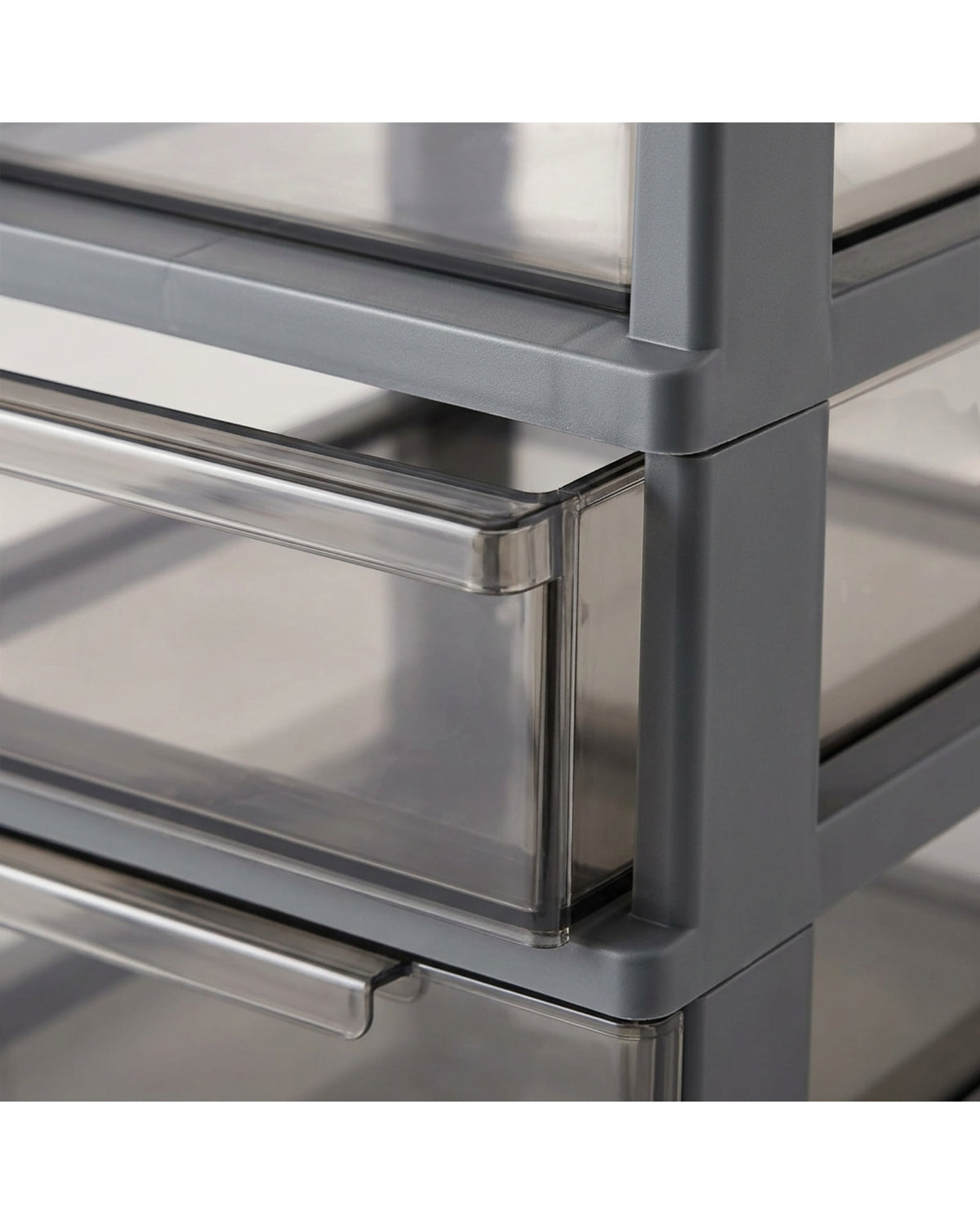 Xjvkw Stackable Desktop Organizer with Three Drawers Smoke Gray - Detail view