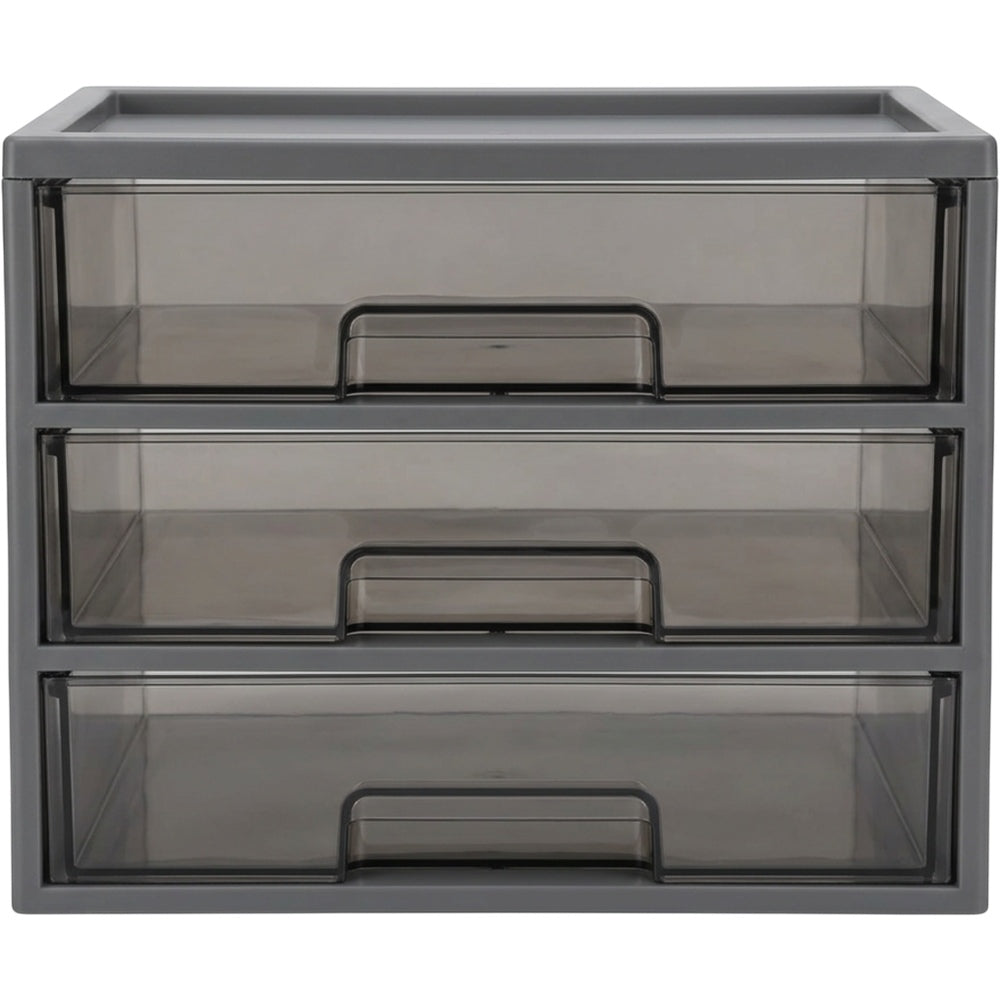 Xjvkw Stackable Desktop Organizer with Three Drawers Smoke Gray - Product view